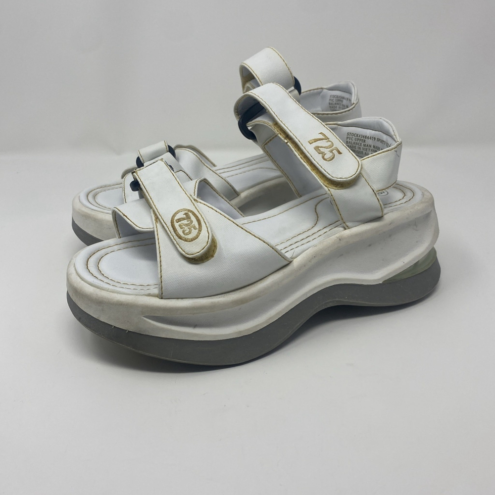 Y2K 725 Sporty White Platform Sandals 2.5" Strappy Dad Sandals Size 6